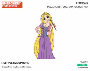 Rapunzel, Paintbrush - Disney's Tangled - Embroidery Design in 3 sizes & 8 formats