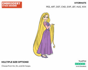 Rapunzel - Disney's Tangled - Embroidery Design in 3 sizes & 8 formats