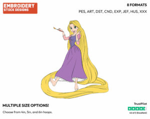 Rapunzel Painting - Disney's Tangled - Embroidery Design in 3 sizes & 8 formats