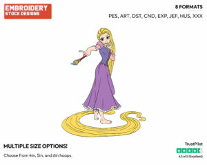 Rapunzel, Paintbrush - Disney's Tangled - Embroidery Design in 3 sizes & 8 formats