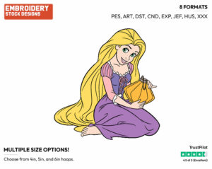 Rapunzel Holding A Lantern - Disney's Tangled - Embroidery Design in 3 sizes & 8 formats