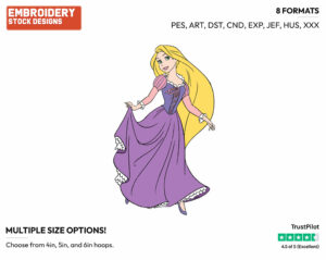 Rapunzel - Disney's Tangled - Embroidery Design in 3 sizes & 8 formats