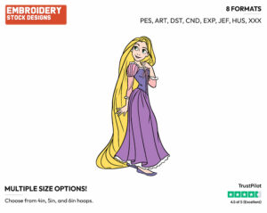 Rapunzel - Disney's Tangled - Embroidery Design in 3 sizes & 8 formats