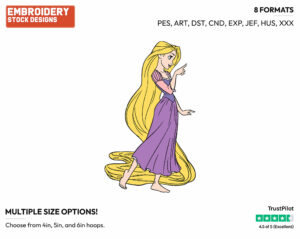 Rapunzel - Disney's Tangled - Embroidery Design in 3 sizes & 8 formats
