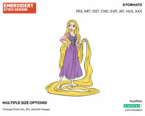 Rapunzel - Disney's Tangled - Embroidery Design in 3 sizes & 8 formats