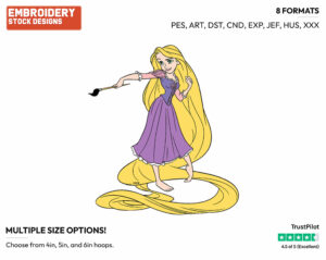 Rapunzel Painting - Disney's Tangled - Embroidery Design in 3 sizes & 8 formats