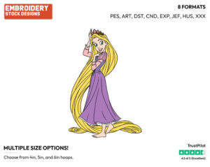 Rapunzel - Disney's Tangled - Embroidery Design in 3 sizes & 8 formats