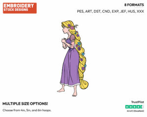 Rapunzel - Disney's Tangled - Embroidery Design in 3 sizes & 8 formats