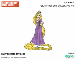 Rapunzel - Disney's Tangled - Embroidery Design in 3 sizes & 8 formats