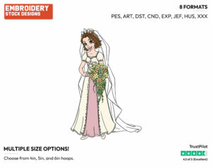 Rapunzel The Bride In Wedding Dress - Disney's Tangled - Embroidery Design in 3 sizes & 8 formats