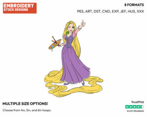 Rapunzel, Pascal Painting - Disney's Tangled - Embroidery Design in 3 sizes & 8 formats