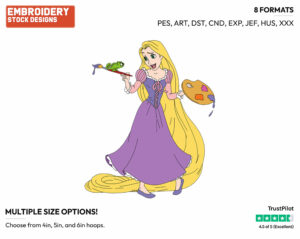 Rapunzel, Pascal Painting - Disney's Tangled - Embroidery Design in 3 sizes & 8 formats