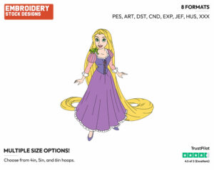 Rapunzel, Pascal - Disney's Tangled - Embroidery Design in 3 sizes & 8 formats