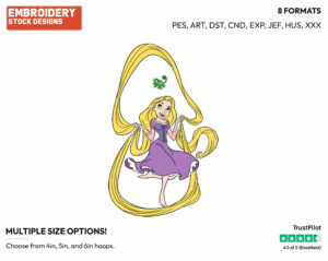 Rapunzel Skipping With Pascal - Disney's Tangled - Embroidery Design in 3 sizes & 8 formats