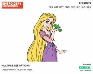 Rapunzel, Pascal - Disney's Tangled - Embroidery Design in 3 sizes & 8 formats