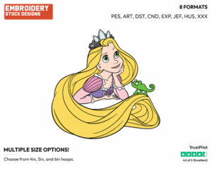 Rapunzel, Pascal - Disney's Tangled - Embroidery Design in 3 sizes & 8 formats
