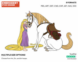 Rapunzel, Maximus - Disney's Tangled - Embroidery Design in 3 sizes & 8 formats
