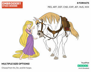 Rapunzel, Maximus - Disney's Tangled - Embroidery Design in 3 sizes & 8 formats