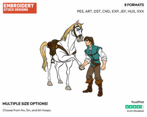 Flynn Rider, Maximus - Disney's Tangled - Embroidery Design in 3 sizes & 8 formats