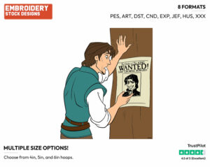 Flynn Rider, Poster - Disney's Tangled - Embroidery Design in 3 sizes & 8 formats