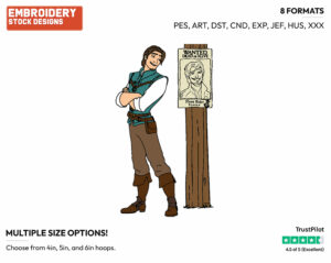 Flynn Rider, Poster - Disney's Tangled - Embroidery Design in 3 sizes & 8 formats