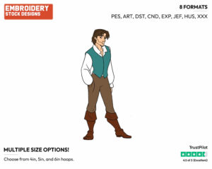 Flynn Rider - Disney's Tangled - Embroidery Design in 3 sizes & 8 formats
