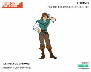 Flynn Rider - Disney's Tangled - Embroidery Design in 3 sizes & 8 formats
