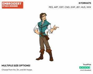 Flynn Rider - Disney's Tangled - Embroidery Design in 3 sizes & 8 formats