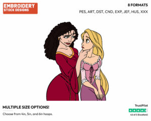 Rapunzel, Mother Gothel - Disney's Tangled - Embroidery Design in 3 sizes & 8 formats