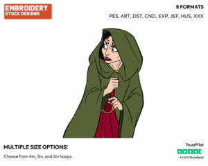 Mother Gothel - Disney's Tangled - Embroidery Design in 3 sizes & 8 formats