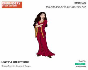 Mother Gothel - Disney's Tangled - Embroidery Design in 3 sizes & 8 formats