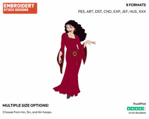 Mother Gothel - Disney's Tangled - Embroidery Design in 3 sizes & 8 formats