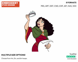 Mother Gothel - Disney's Tangled - Embroidery Design in 3 sizes & 8 formats