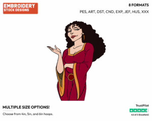 Mother Gothel - Disney's Tangled - Embroidery Design in 3 sizes & 8 formats