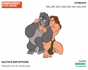 Terk, Tarzan Wrestling - Disney's Tarzan - Embroidery Design in 3 sizes & 8 formats