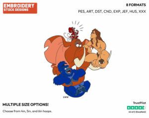 Terk, Tantor, Tarzan, Monkey - Disney's Tarzan - Embroidery Design in 3 sizes & 8 formats