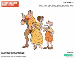 Jane, Clayton, Professor Porter - Disney's Tarzan - Embroidery Design in 3 sizes & 8 formats