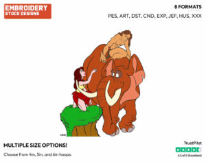 Tarzan, Tantor, Jane - Disney's Tarzan - Embroidery Design in 3 sizes & 8 formats