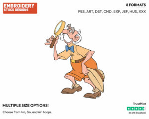 Archimedes Porter With Magnifying Glass - Disney's Tarzan - Embroidery Design in 3 sizes & 8 formats