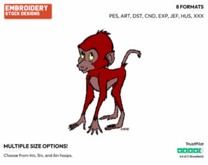 Monkey - Disney's Tarzan - Embroidery Design in 3 sizes & 8 formats