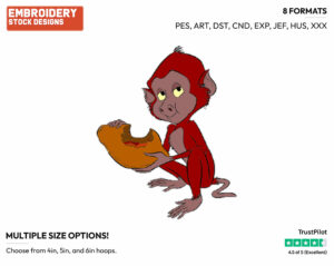 Monkey Eating - Disney's Tarzan - Embroidery Design in 3 sizes & 8 formats