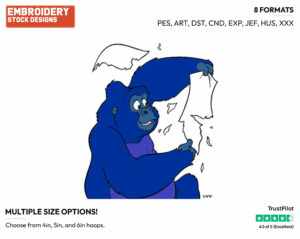 Gorilla Ripping Paper - Disney's Tarzan - Embroidery Design in 3 sizes & 8 formats