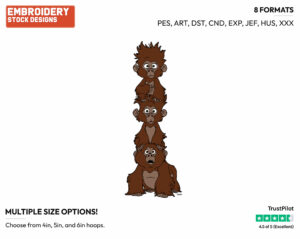 Baby Gorillas Tower - Disney's Tarzan - Embroidery Design in 3 sizes & 8 formats