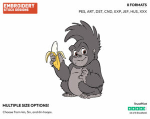 Young Terk Eating A Banana - Disney's Tarzan - Embroidery Design in 3 sizes & 8 formats