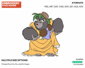 Terk Wearing Jane's Dress - Disney's Tarzan - Embroidery Design in 3 sizes & 8 formats