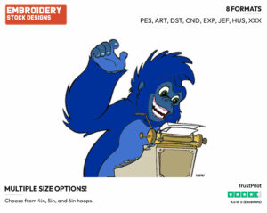 Terk Typing - Disney's Tarzan - Embroidery Design in 3 sizes & 8 formats