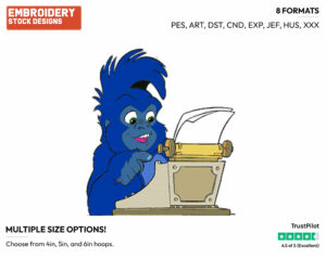 Terk Typing - Disney's Tarzan - Embroidery Design in 3 sizes & 8 formats