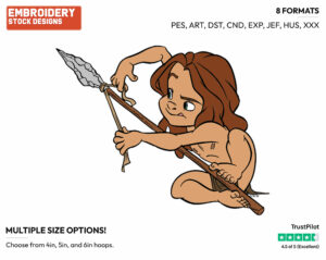 Young Tarzan Fashioning A Spear - Disney's Tarzan - Embroidery Design in 3 sizes & 8 formats