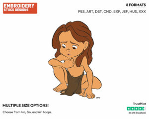 Young Tarzan - Disney's Tarzan - Embroidery Design in 3 sizes & 8 formats
