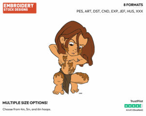 Young Tarzan Swinging From Vine - Disney's Tarzan - Embroidery Design in 3 sizes & 8 formats